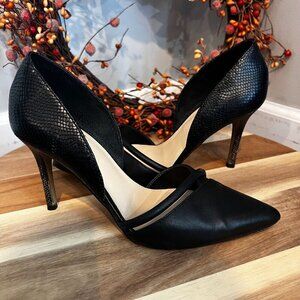 Vince Camuto Womens Adeilia Pointed Stilettos Preppy Pumps Sz 8.5M Black Leather
